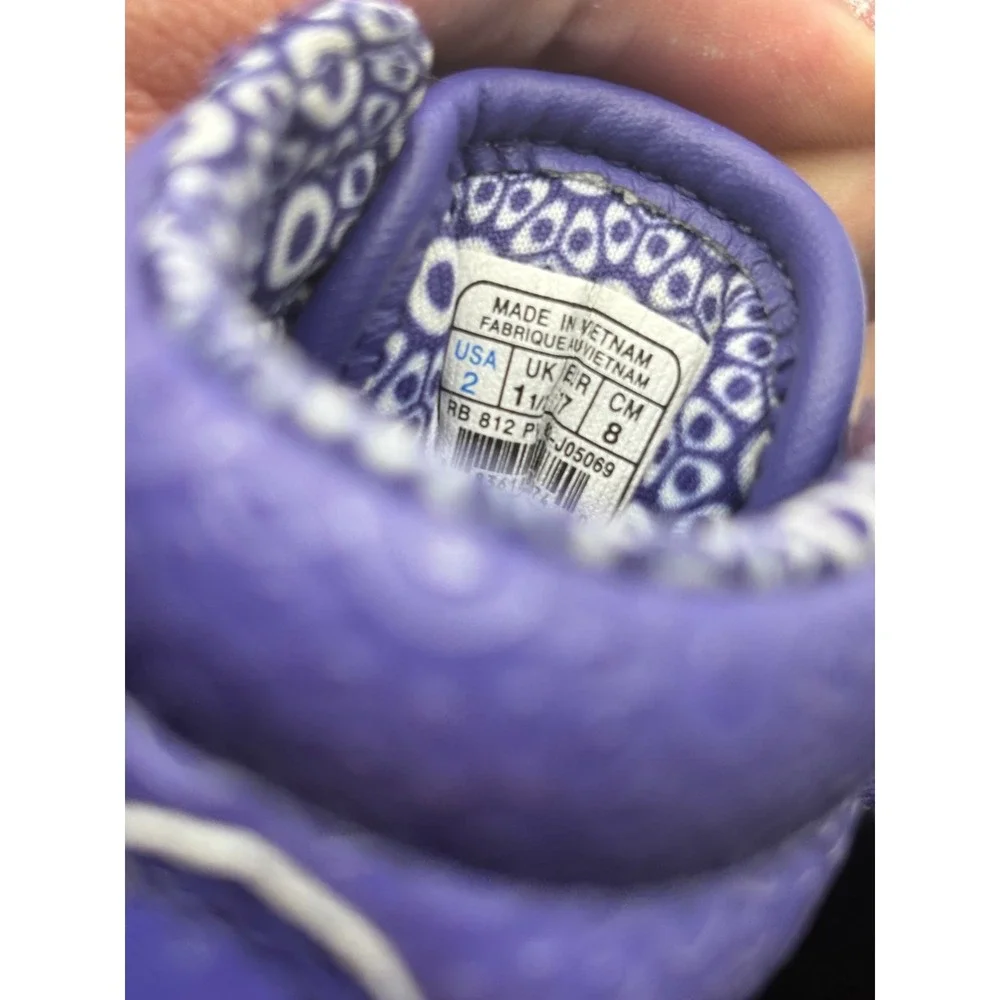 Reebok Freestyle Hi Infant Size 2 Purple Leather High Top Sneakers J05069
